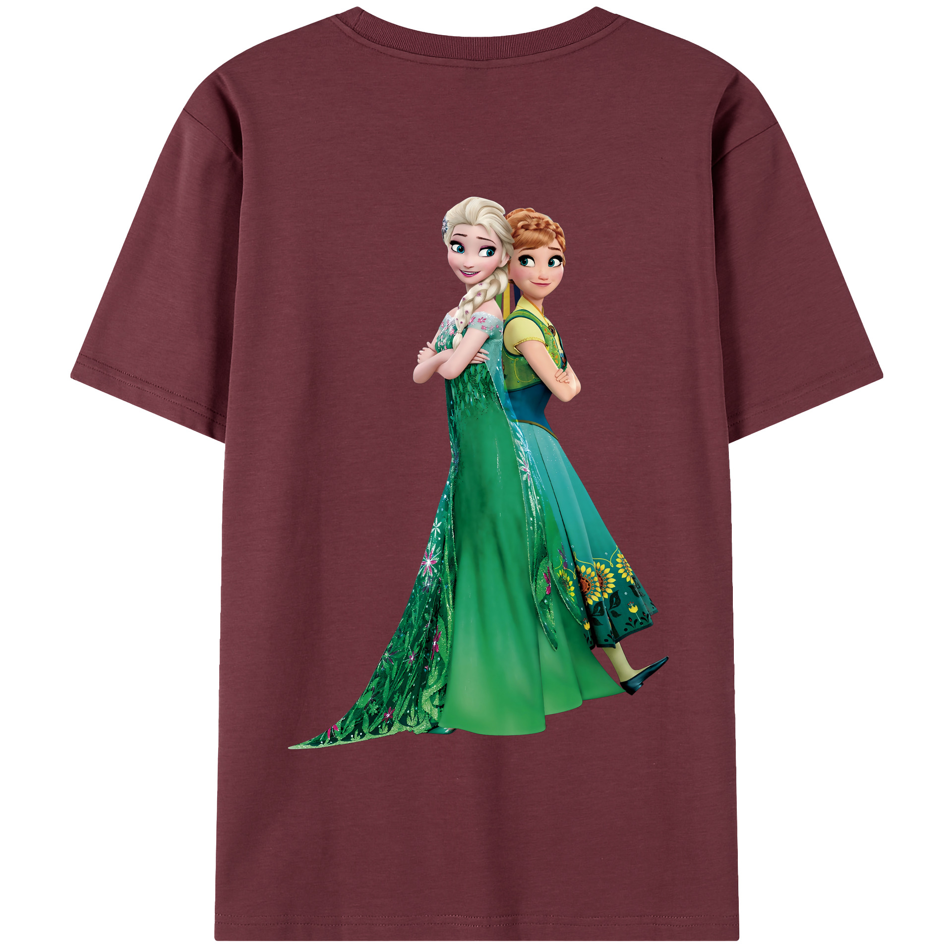 （画像用） アナと雪の女王 アンナ エルサ Frozen Anna Elsa 綿100％半袖Tシャツ（背面プリント）